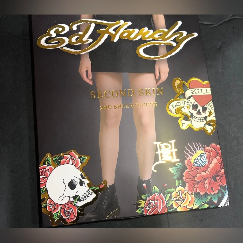 Ed Hardy second skin 20D sheer tights in Nude size XL/XXL brand new 2 pairs‎